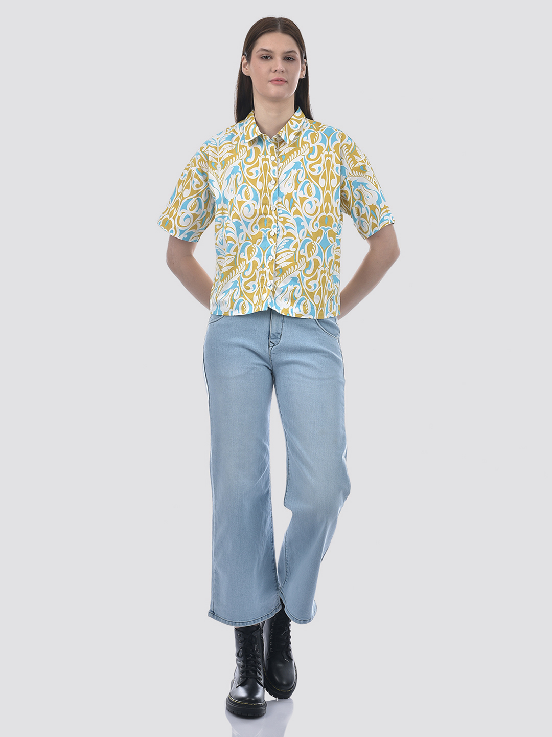 Numero Uno Women Washed Blue Wide Leg Sustainable Jeans